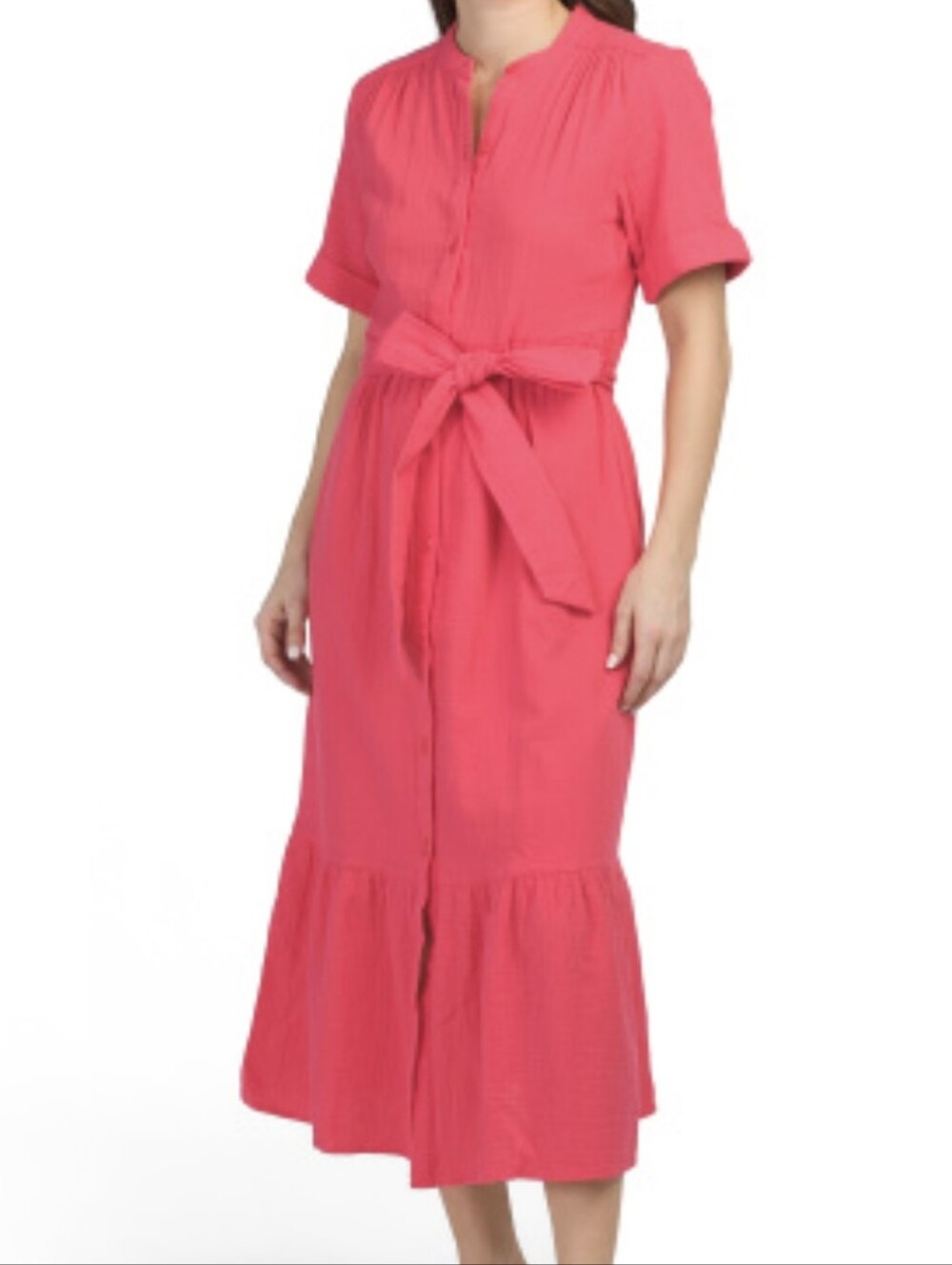 NWT -Johnnie-O Cotton Gauze Fully Lined Julie Midi Dress w Pockets & Belt-Size M